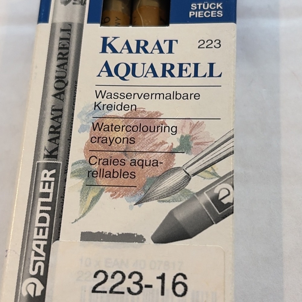 Vintage Staedtler Karat Aquarell 223-16 Watercolor Crayons Golden Ochre Germany - Picture 3 of 11